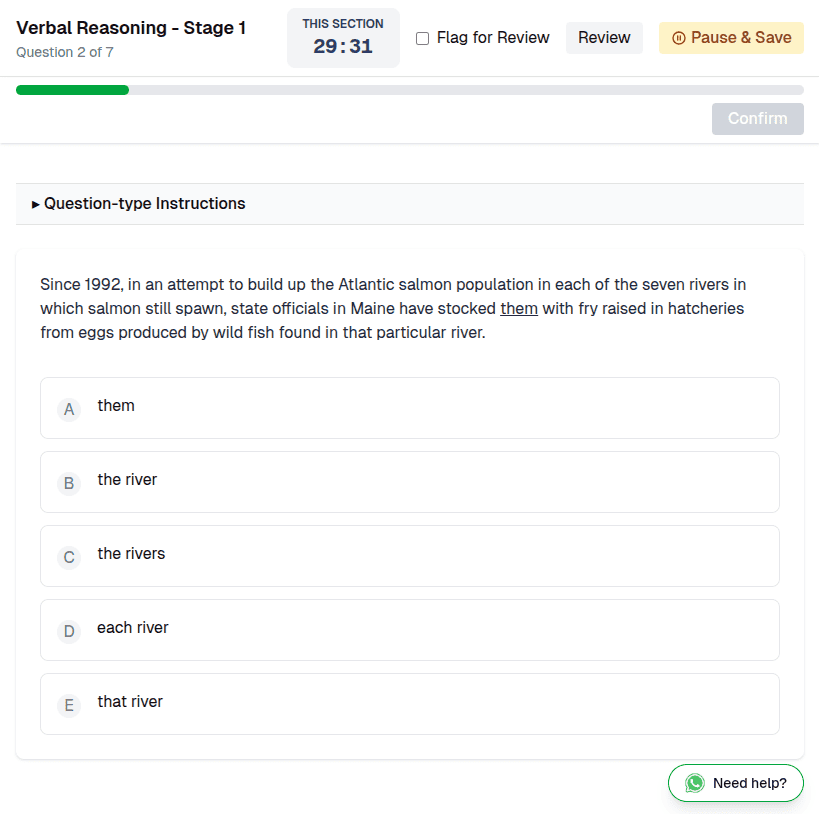 EA mock exam question preview